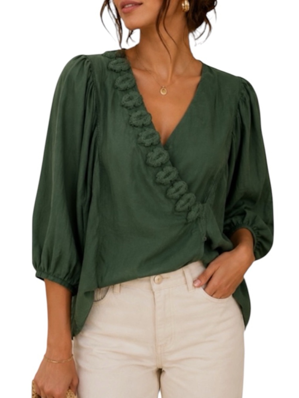 Anthropologie Meadow Rue Hunter Green Top size S NWT